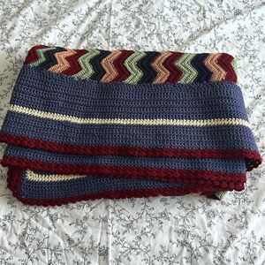Colorful Handmade hand knit Chevron bed spread throw blanket